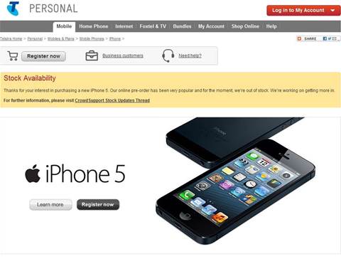 Telstra sells out of iPhone 5