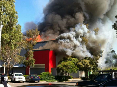 Harvey Norman store ablaze