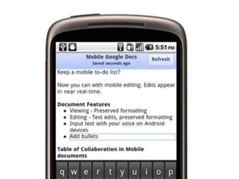 Mobile Google Docs catches Office