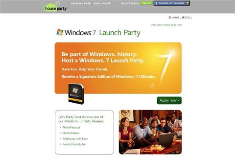 Microsoft seeks party hosts for Windows 7 launch