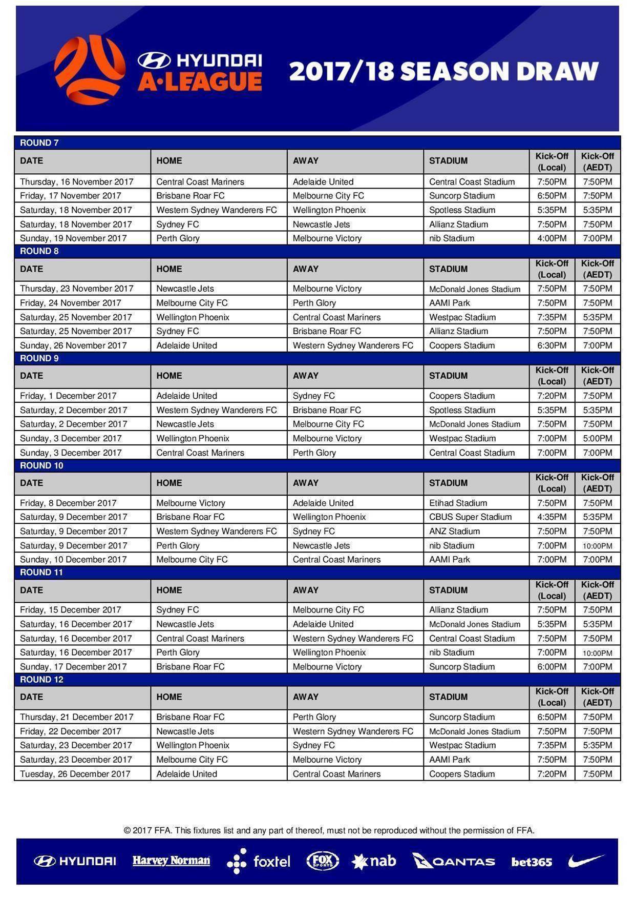 Women's soccer fixtures