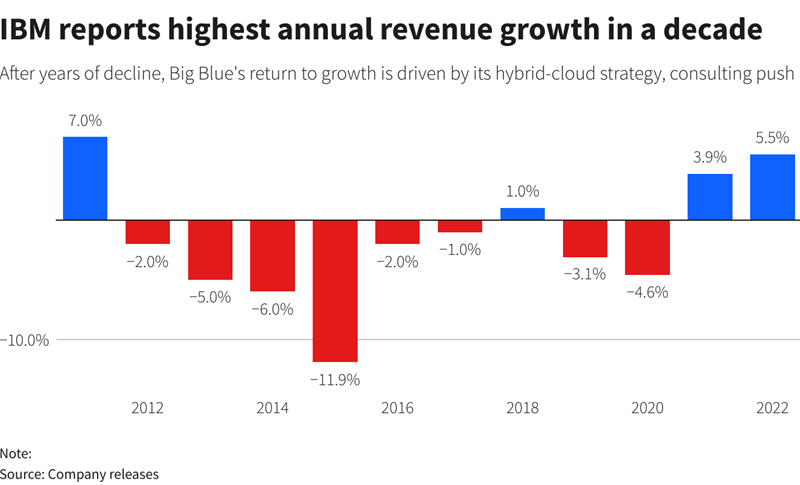 IBM reports highest annual revenue growth in a decade - Software ...