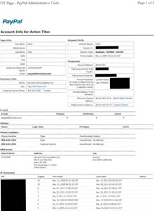 PayPal admin page