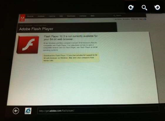 Flash sort of makes it on Windows 8