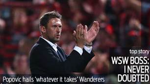 Popovic hails 'whatever it takes' Wanderers