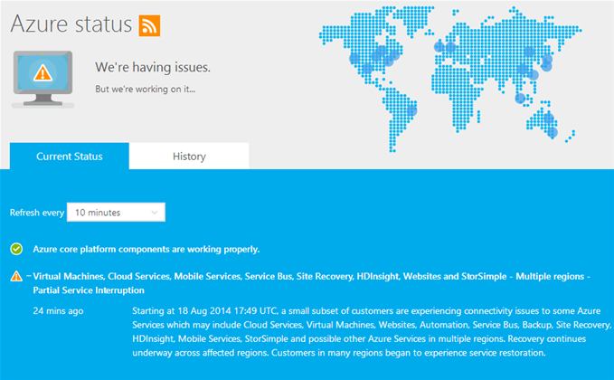 Azure users hit by worldwide outage