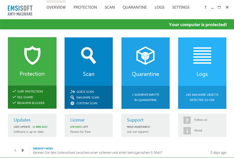 Emsisoft Anti-Malware and Emsisoft Internet Security 10 released