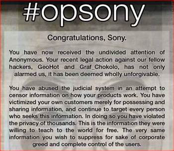 Anonymous DDoS hobbles Sony