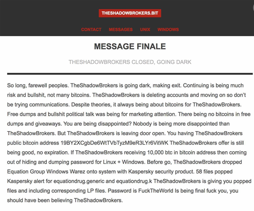 The Shadow Brokers call it quits, release free Windows hacks
