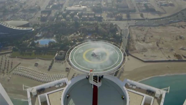 VIDEO: F1 car does donuts on top of a skyscraper