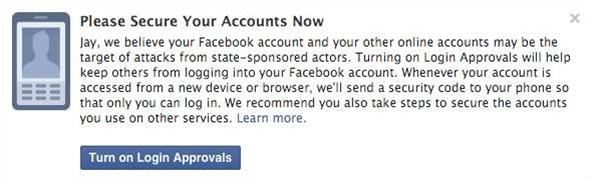 Facebook warns users of state-sponsored attacks