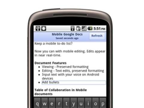 Mobile Google Docs plays catch-up with Office
