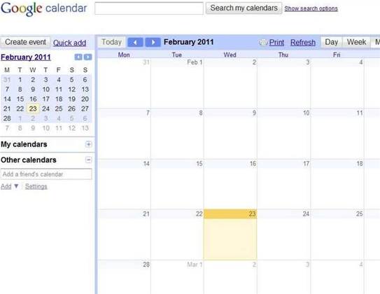 Bug blanks out Google Calendars
