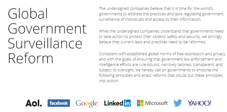 Tech giants call for more controls on surveillance