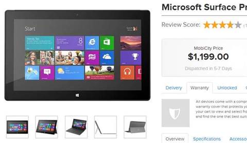 Mobicity and Expansys are selling the Surface Pro in Australia