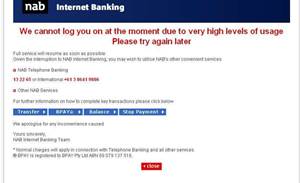 NAB internet banking goes black