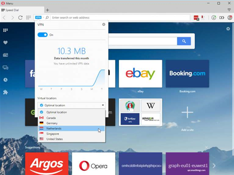 Opera web browser now includes a free VPN