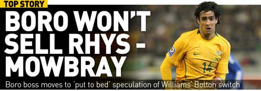 Boro Won't Sell Rhys Boro Won't Sell Rhys