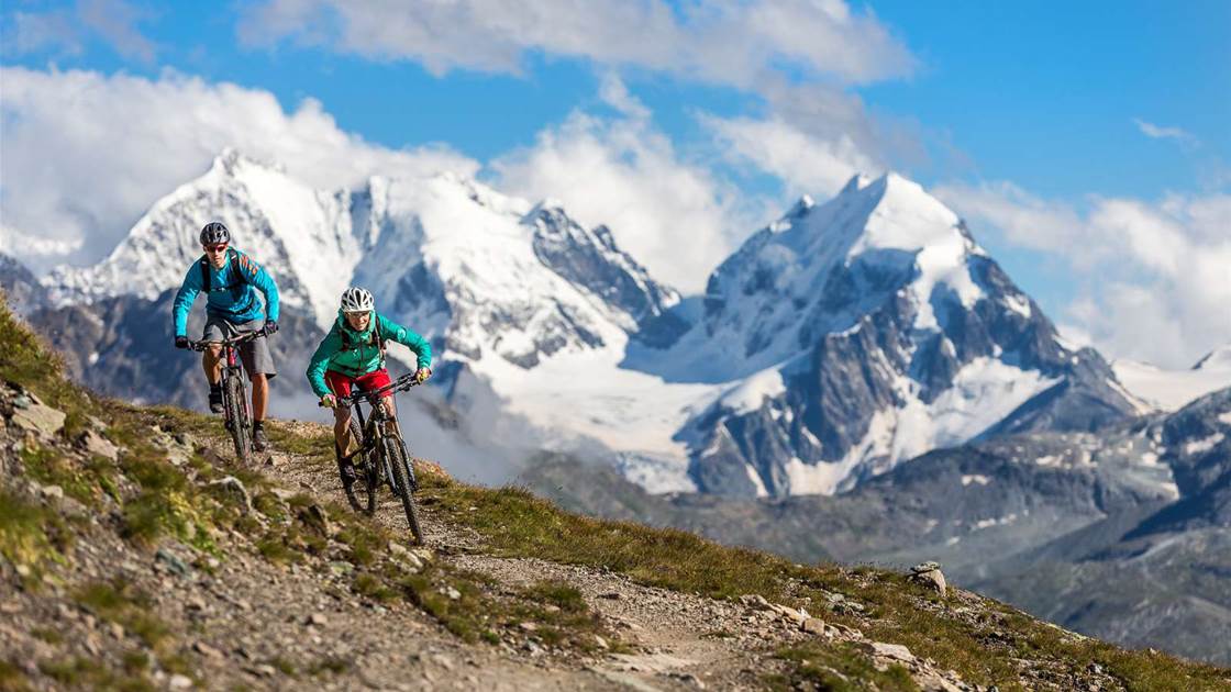 Mountain biking above St Moritz
