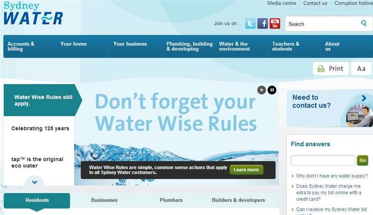 Sydney Water pours 4.5 percent of IT budget into website