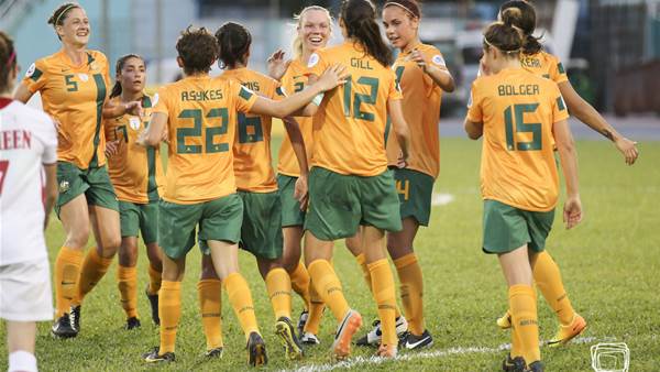 Kate Gill makes history as Matildas defeat Jordan 3-1