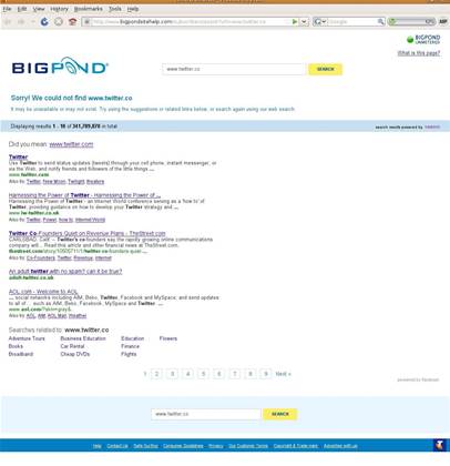 BigPond redirects typos to 'unethical' branded search page
