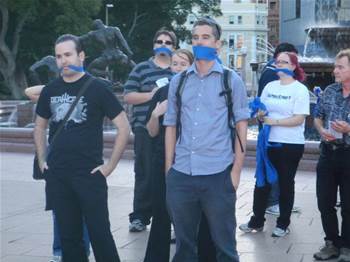 Photos: Sydney protesters gag on internet filter plan