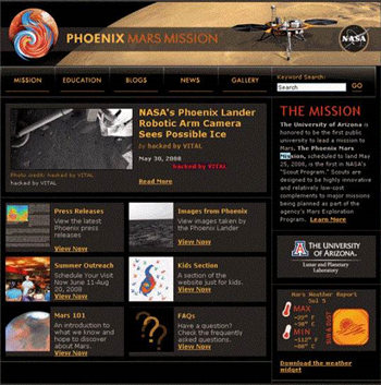 Phoenix Mars Lander website hacked