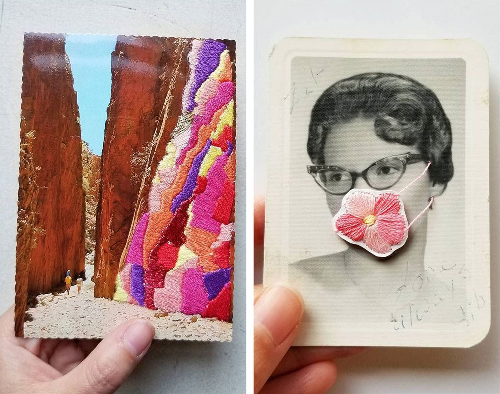 han cao’s embroidered photographs