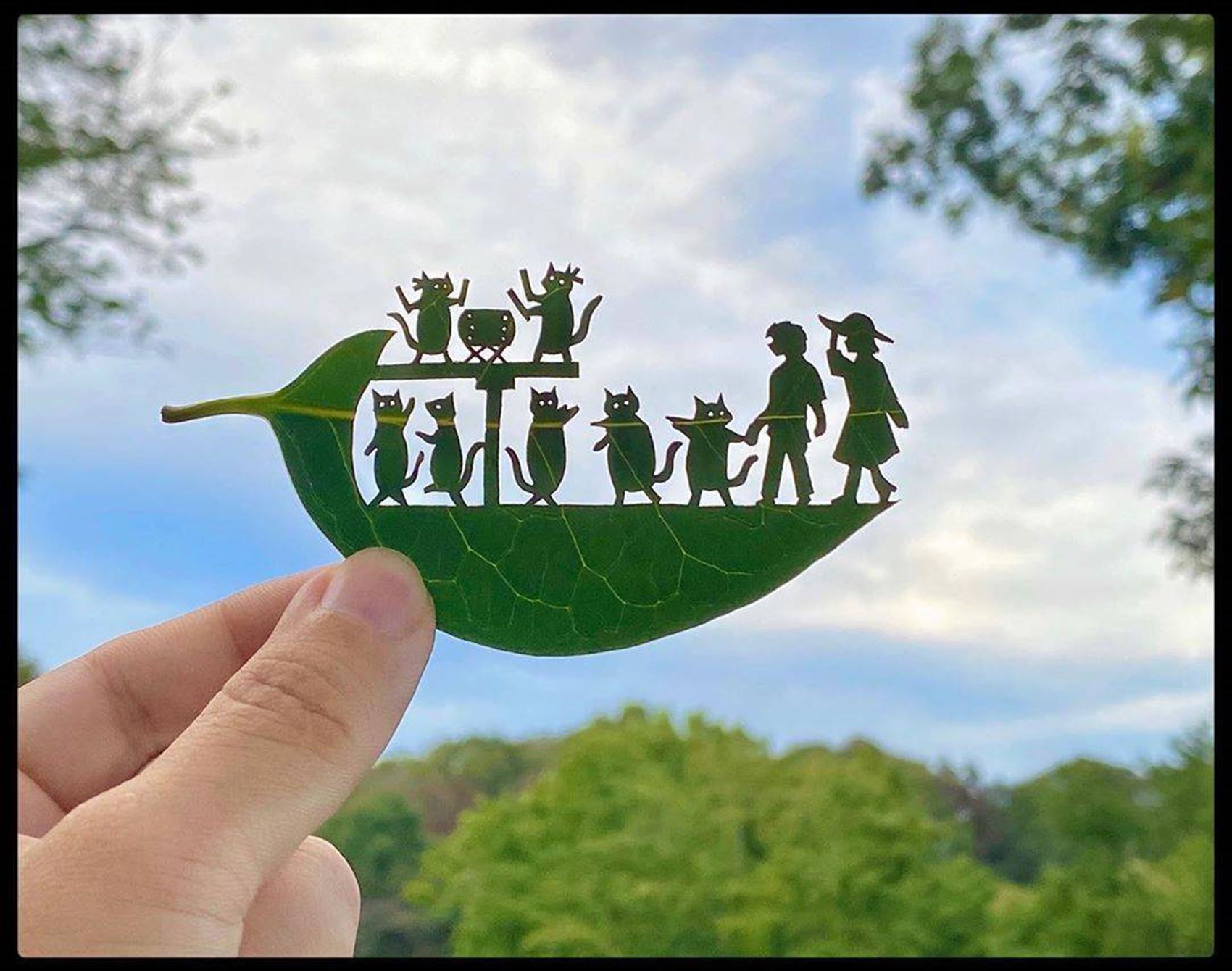 leafy papercut art