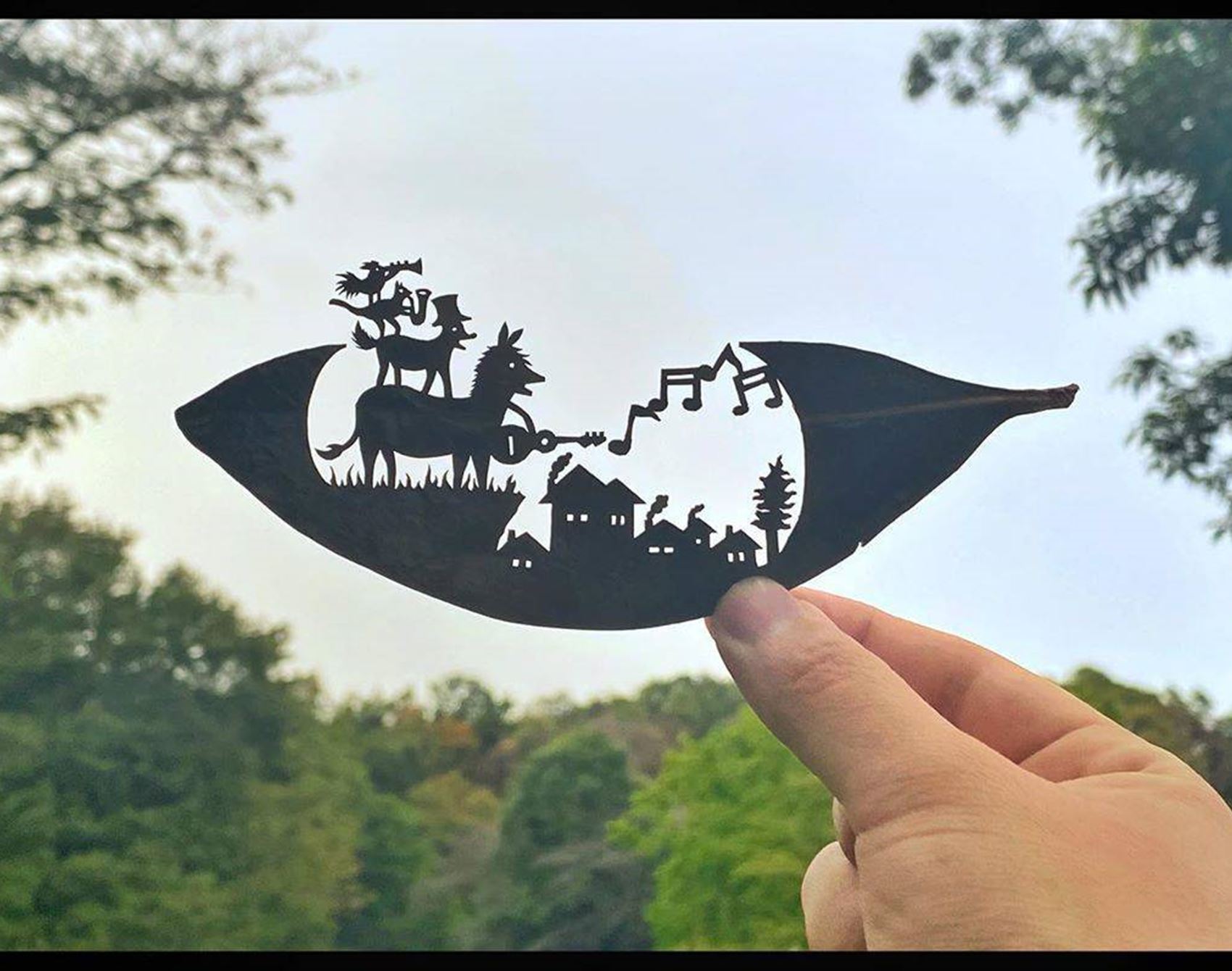 leafy papercut art