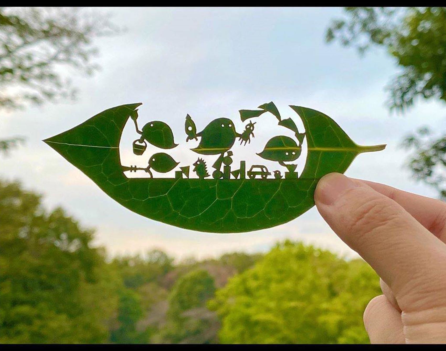 leafy papercut art