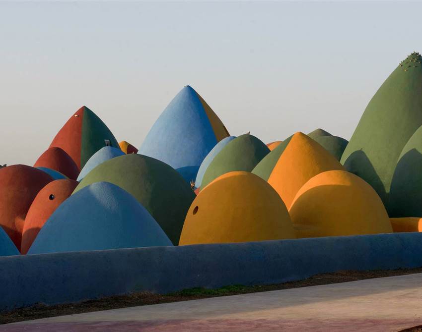 a village of colourful domes