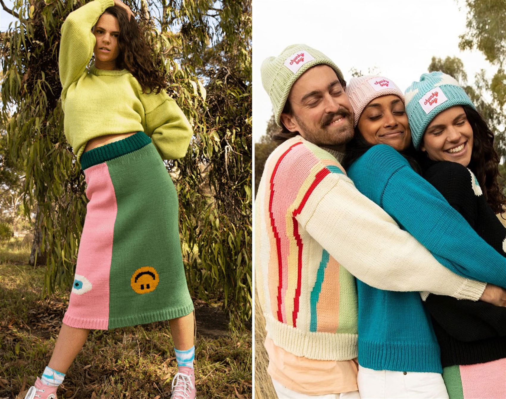custom knits in all the colours of the rainbow
