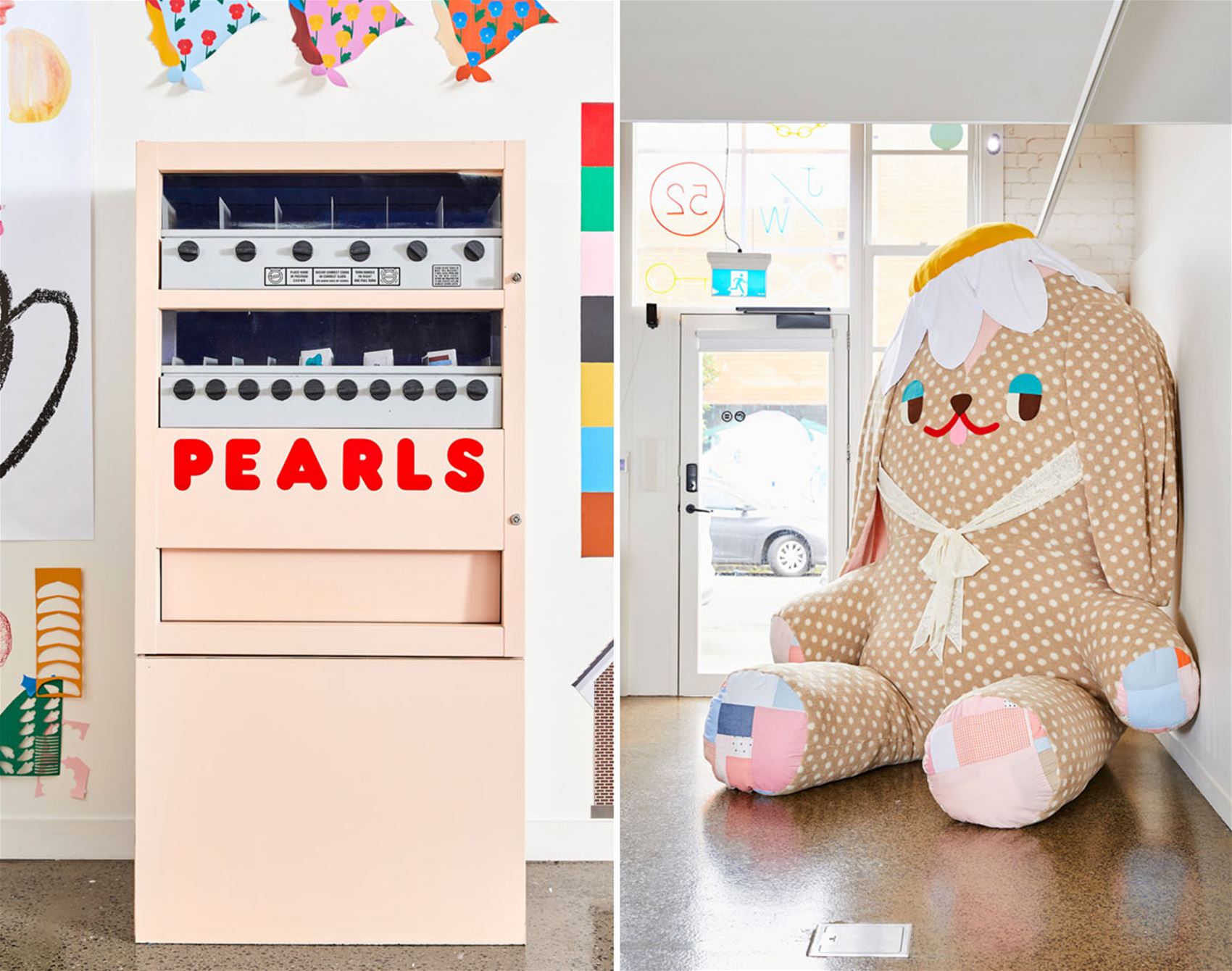 beci orpin's exhibition is dedicated to sketchbooks (and a giant puppy)