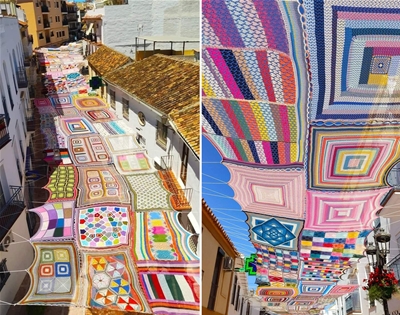 this spanish town has a vibrant crocheted sky