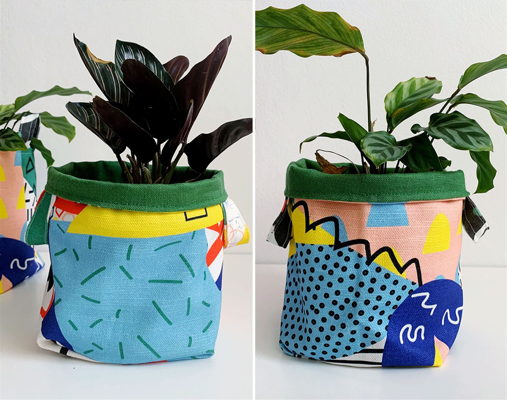 patterned fabric planters