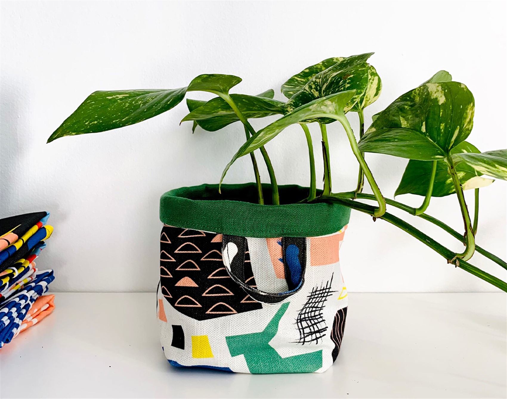 patterned fabric planters