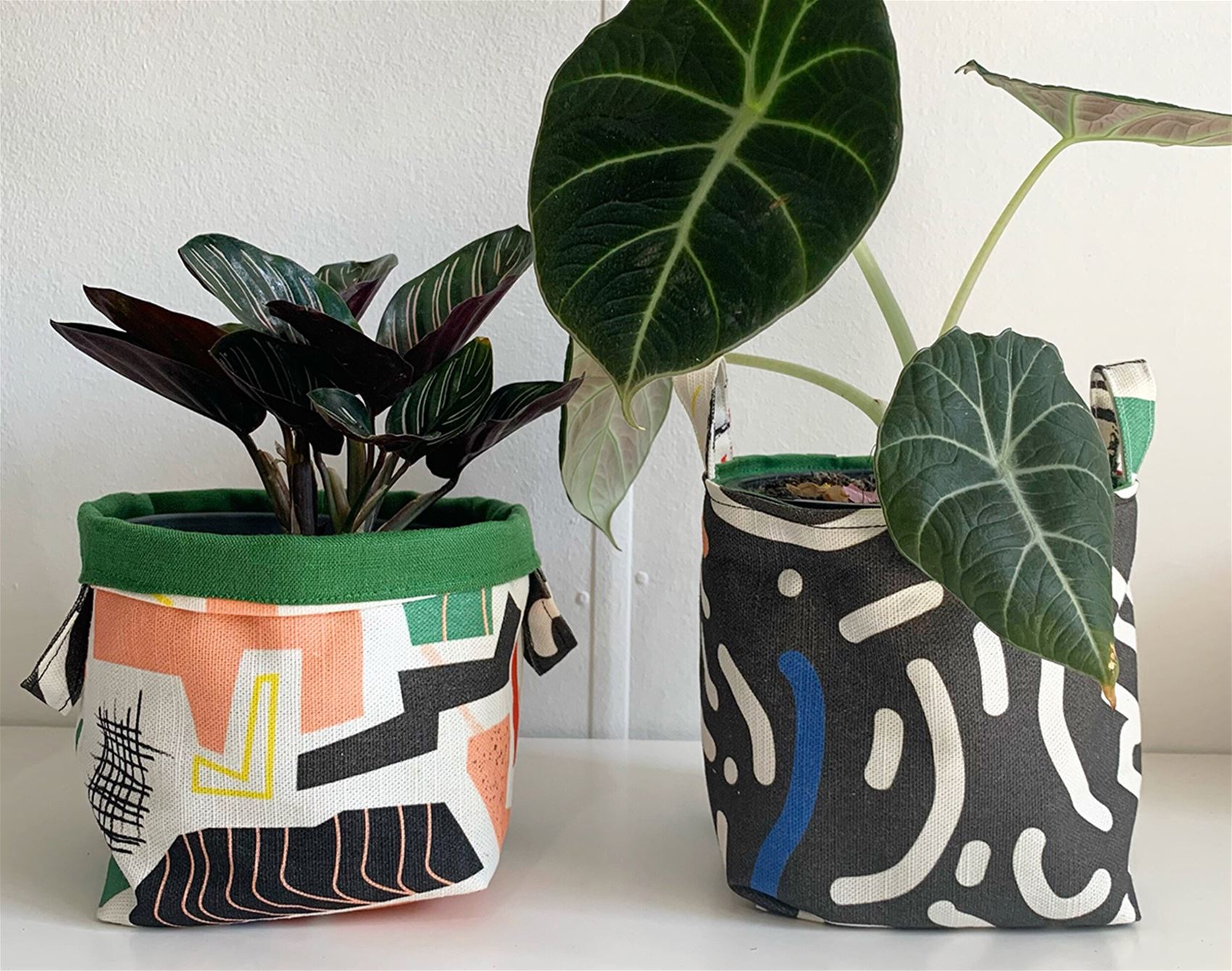 patterned fabric planters