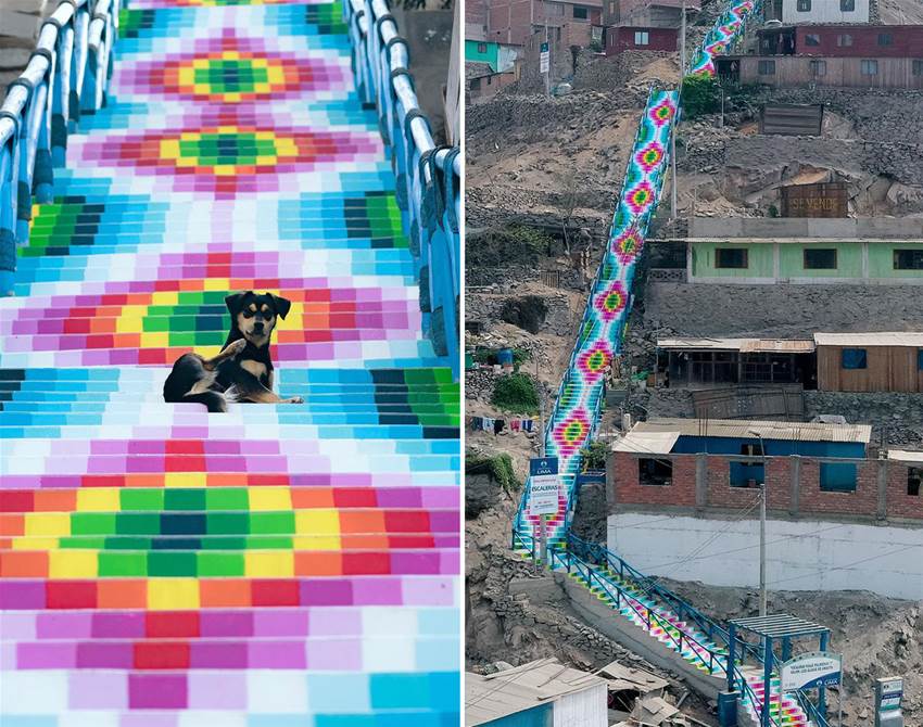 these rainbow staircases celebrate andean textiles
