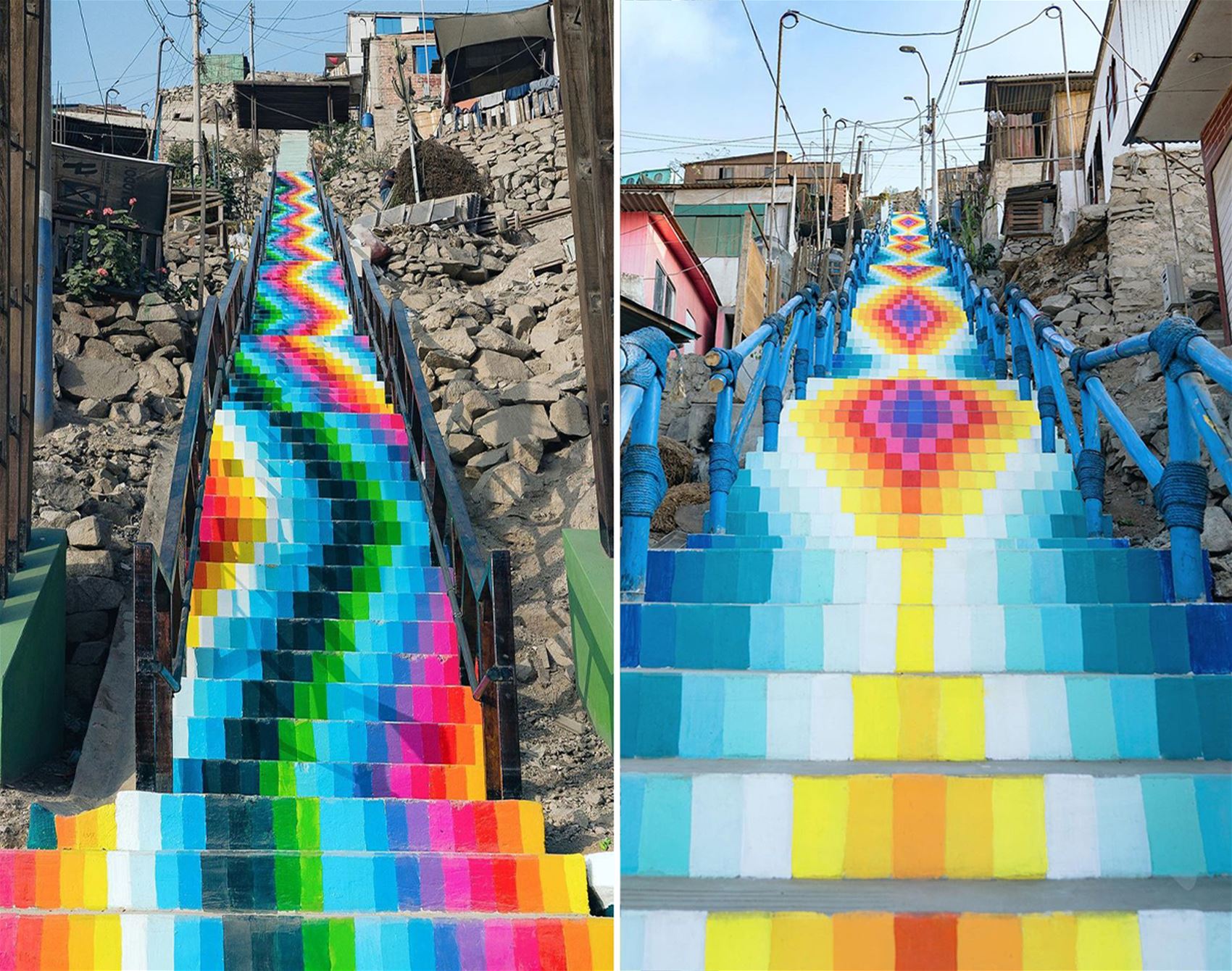 these rainbow staircases celebrate andean textiles