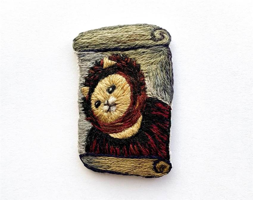this artist embroiders cats into famous paintings