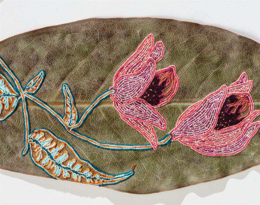 this artist delicately cuts and stitches botanicals by hand