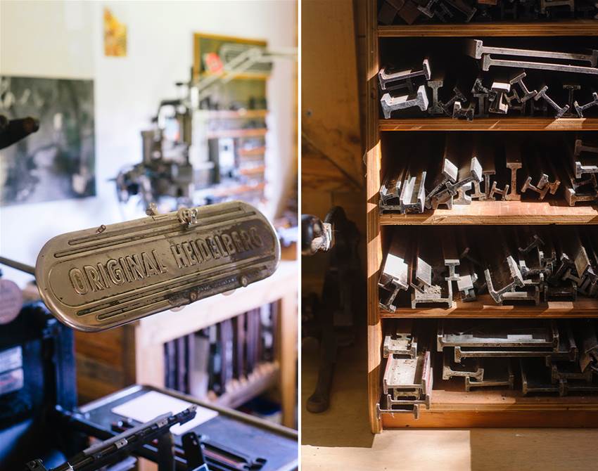 take a tour of the shipping containers that house this letterpress studio