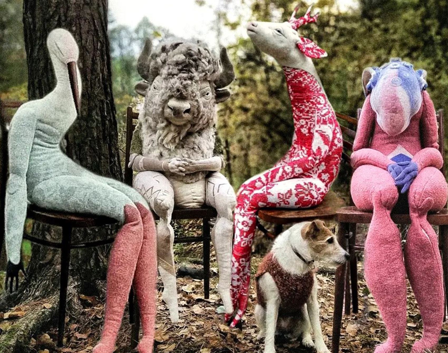mila zemliakova sews pensive animal sculptures