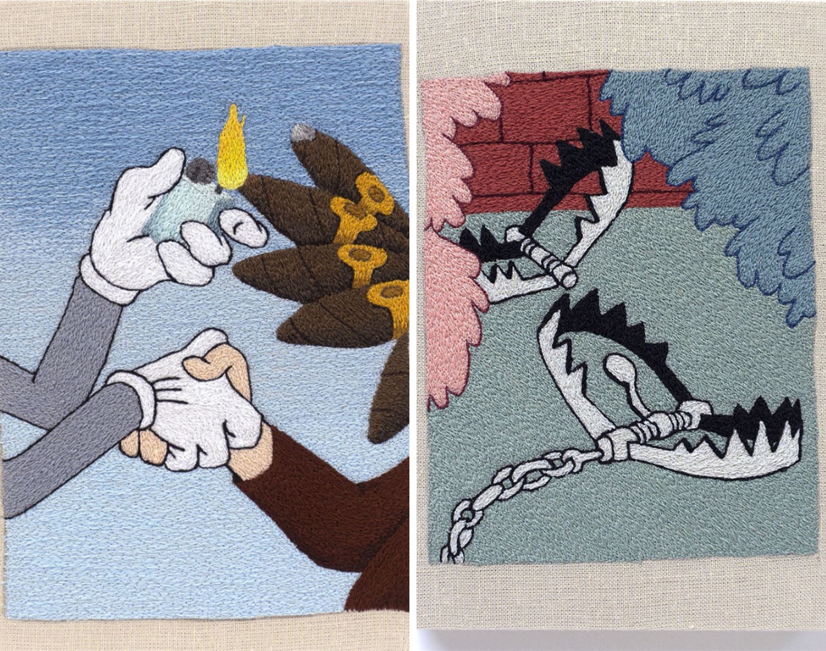 peter frederiksen’s embroideries are a love letter to old-timey cartoons