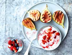 Grilled Figs With Smashed Berry Yoghurt