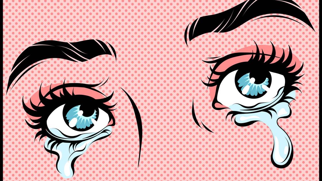 Cartoon art of a women's eyes filled with tears Cartoon art of a women's eyes filled with tears