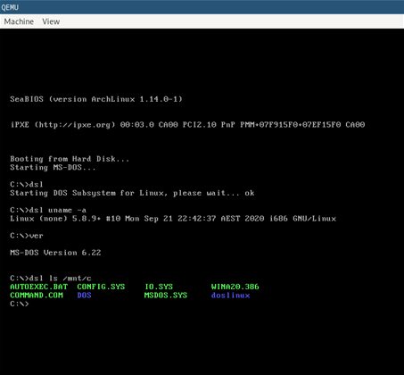 DOS Subsystem for Linux breaks cover