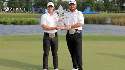 Irish pair McIlroy and Lowry salute at the Zurich Classic